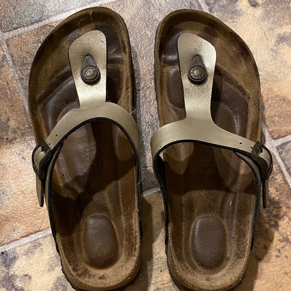 Birkenstock Gold Thong Sandals- Bentula sis company